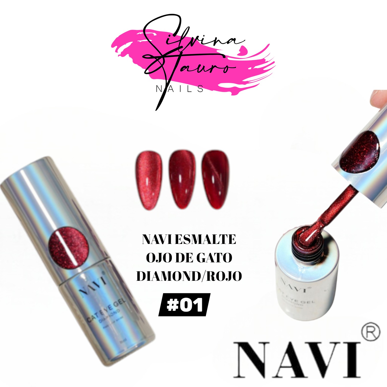 OJO DE GATO NAVI DIAMOND ROJO 8ML #1