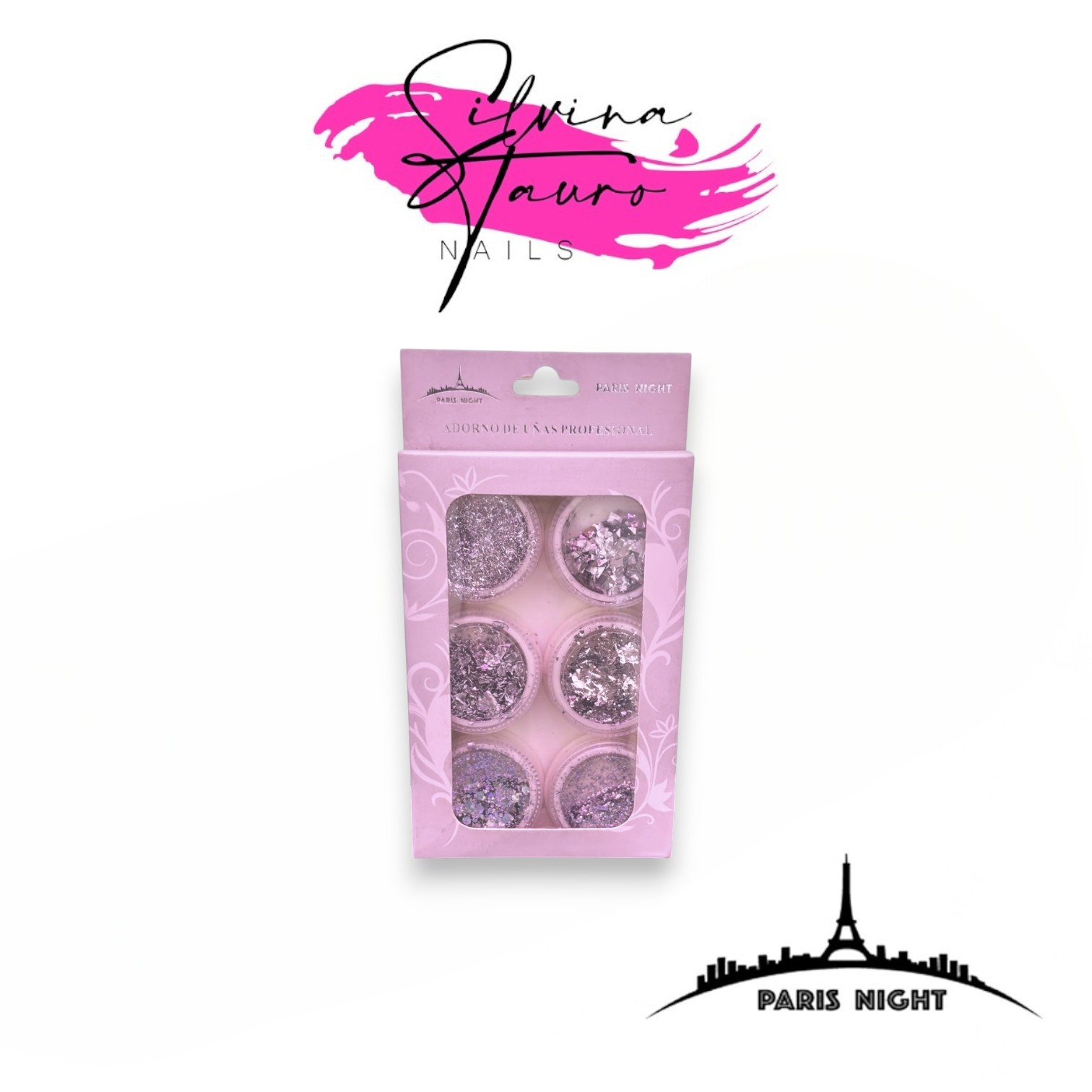 DECORACION PARA UÑAS  X6 PLATEADO VARIOS