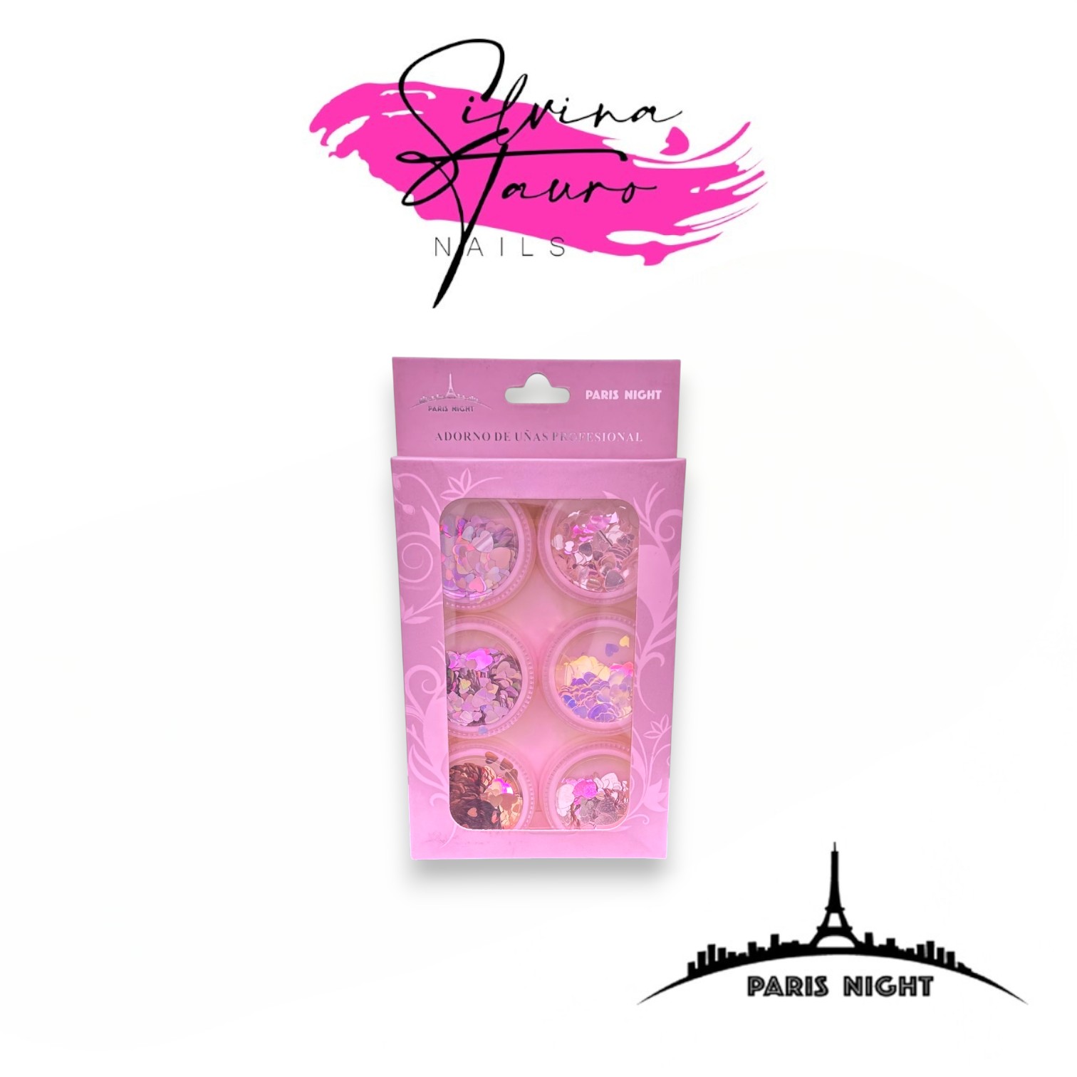 DECORACION PARA UÑAS  X6 CORAZONES TORNASOL